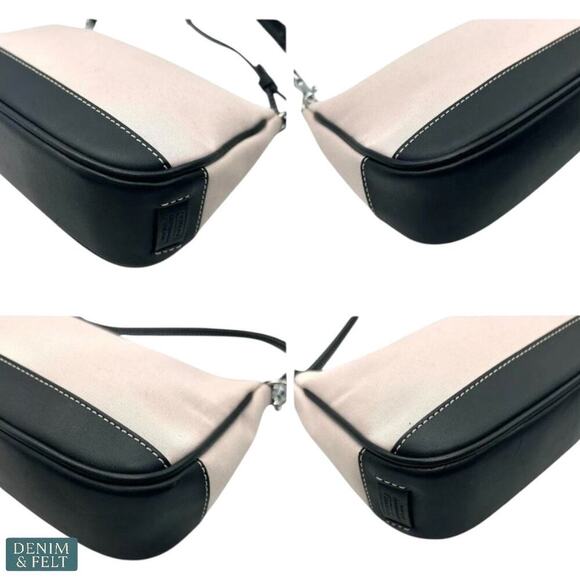 Coach Soho Black & Cream Canvas Shoulder Clutch/Small Bag w/Lime Green Interior - Picture 7 of 13